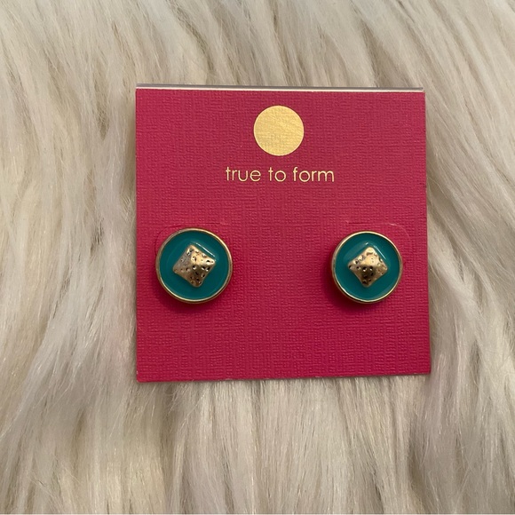 True to Form Turquoise Enamel Stud Earrings - New on Card - Picture 3 of 6